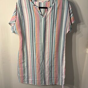 Colorful Striped Short Sleeve Top
